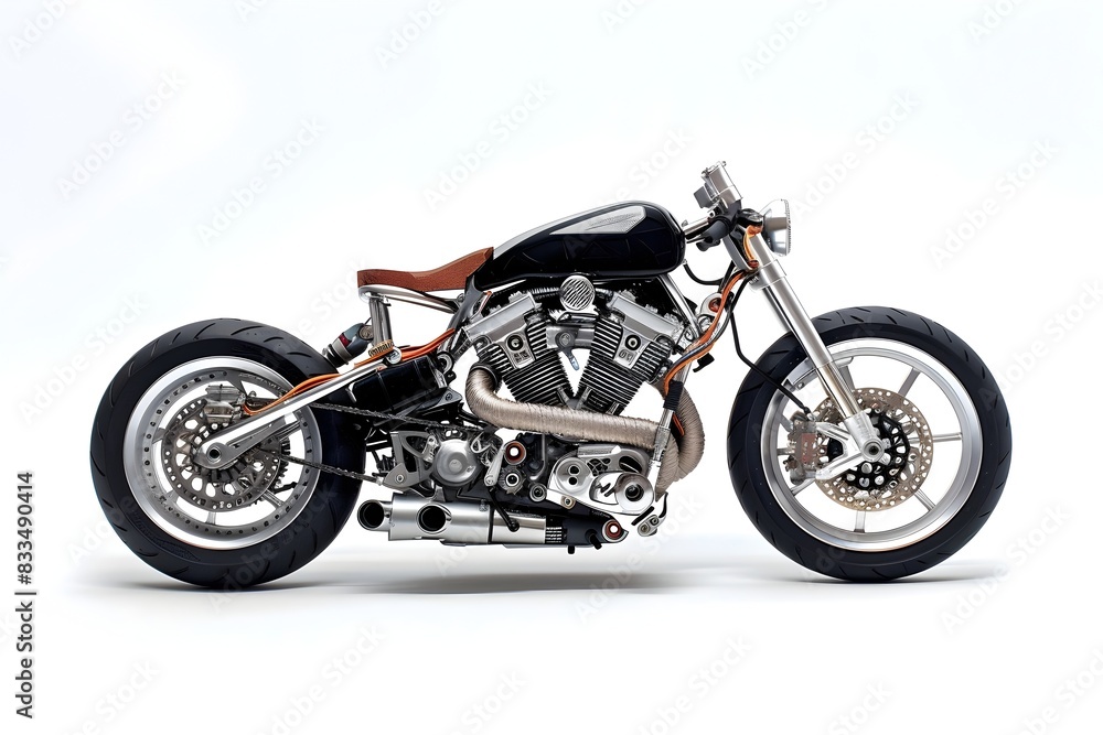 Sleek and Powerful Custom Motorcycle Design with Bold Orange Accents Against White Background