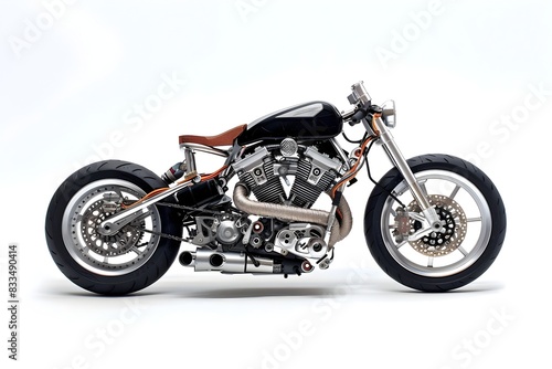 Sleek and Powerful Custom Motorcycle Design with Bold Orange Accents Against White Background