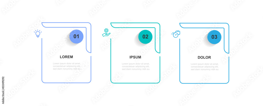 Business template infographic vector element with 3 step line process ...