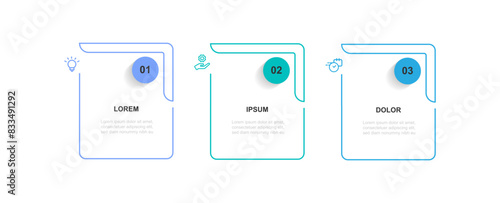 Business template infographic vector element with 3 step line process or option