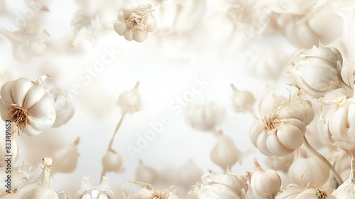 Fresh garlic cooking ingredient healthy antioxidant on white background