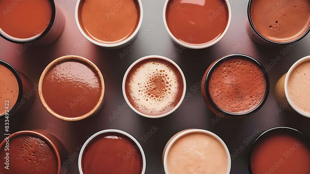 Chocolate drinks isolated on color tone background Chocolate drinks isolated on color tone background