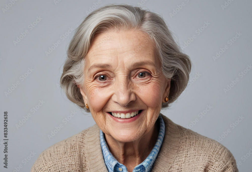 portrait view of a regular happy smiling Europeans old woman , ultra realistic, candid, social media, avatar image, plain solid background portrait view of a regular happy smiling Europeans old woman , ultra realistic, candid, social media, avatar image, plain solid background