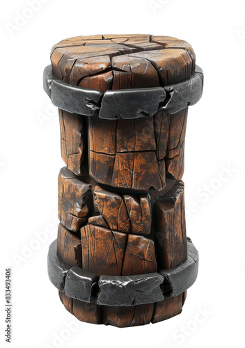 [Transparent Background PNG]A wooden barrel with metal rings photo