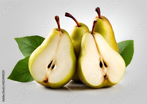 fresh sliced pears isolated on white backgroud