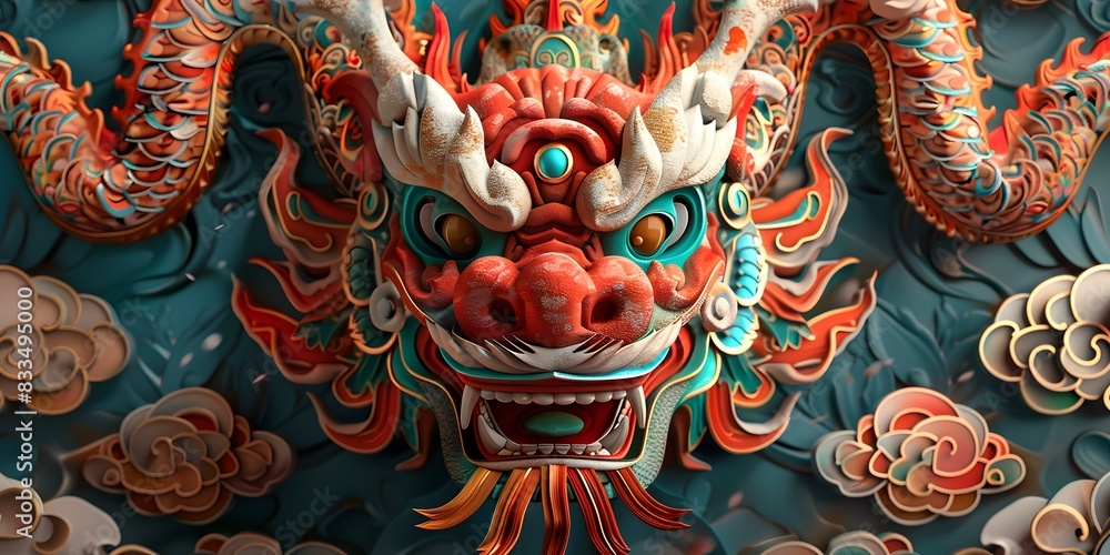 Obraz premium A Chinese dragonæµ®é›•