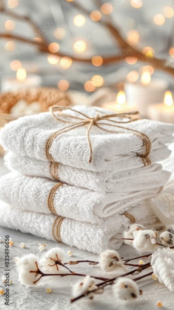 luxury hotel amenities against a light gray background, focusing on a single product like scented oil for a serene atmosphere.