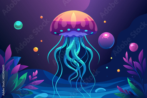 Vector Jellyfish. Diving into Enchanting Underwater World. Mesmerizing Medusa Vector Illustration Capturing Vibrant Marine Life