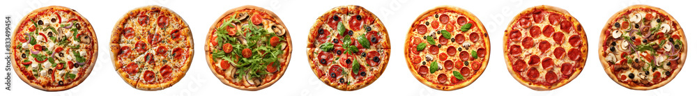 flat lay diverse pizza set flat lay diverse pizza set