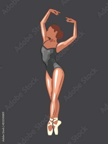 Ballerina illustration, ballerinas poses. Gymnastics girl. Girl dancing classical choreography. Ballet set female. Pointe shoes. Hand drawn vector art work isolated on white background