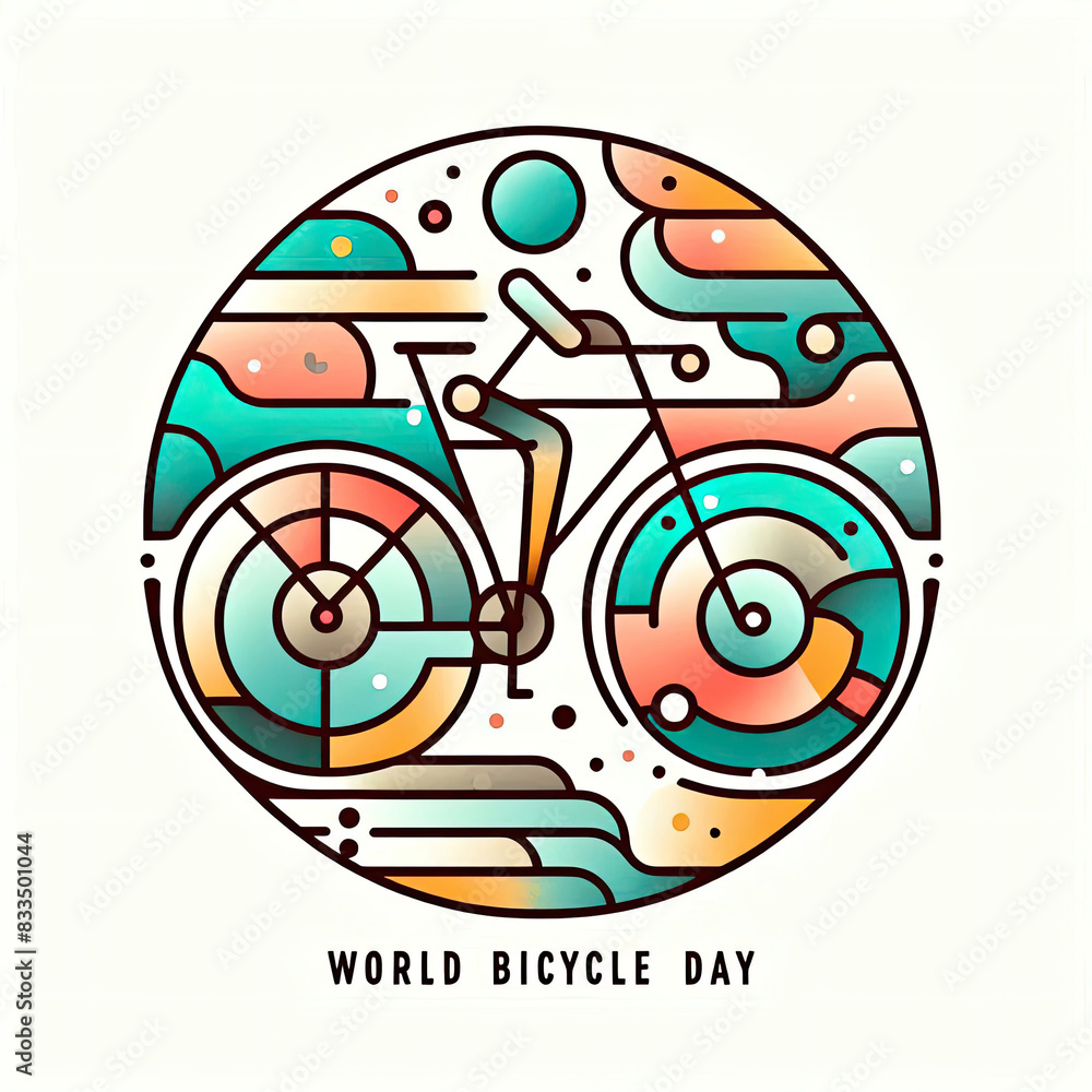 World Bicycle day with art illustration style World Bicycle day with art illustration style