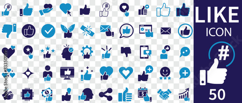 Like icon set. Containing thumbs up, favorite, liked, favorable, positive, appreciation, affirmative, validation and more. Solid vector icons collection.