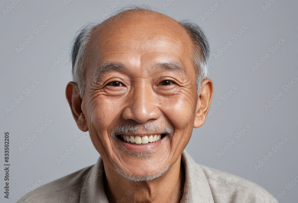 portrait view of a regular happy smiling Asians old man , ultra realistic, candid, social media, avatar image, plain solid background portrait view of a regular happy smiling Asians old man , ultra realistic, candid, social media, avatar image, plain solid background