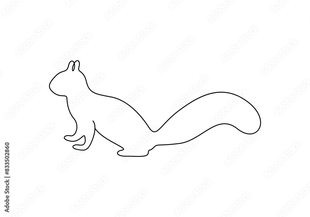 Continuous one line drawing of squirrel vector illustration Continuous one line drawing of squirrel vector illustration