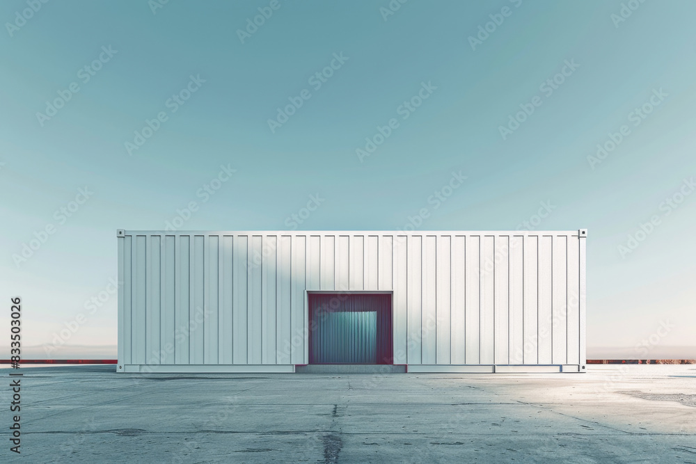 White Building on a blue sky backdrop.Modern concrete architecture.
White Building on a blue sky backdrop.Modern concrete architecture.