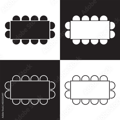 Table Seating Arrangement Icons for an Event - Clipart Outline.  isolated on white and black background. Vector illustration . EPS 10 