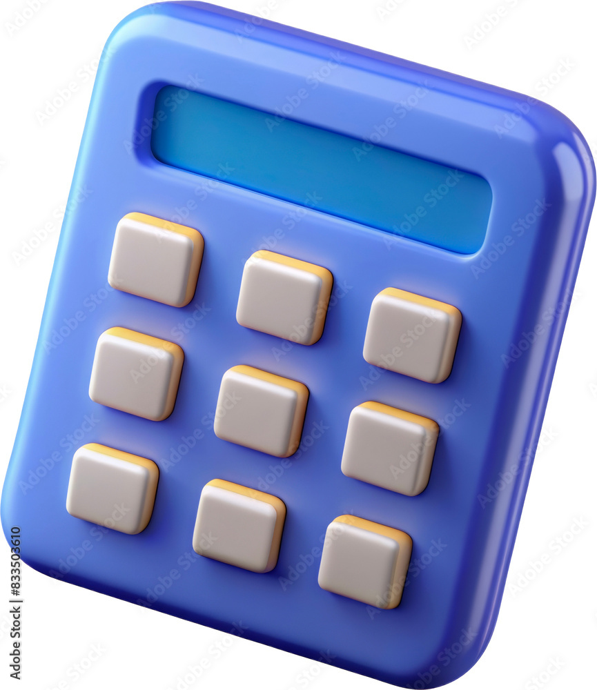 3D calculator with blue body and white buttons, cut out - stock 3d. 3D calculator with blue body and white buttons, cut out - stock 3d.