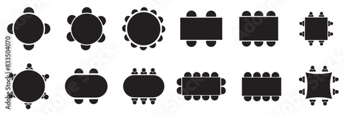 Table Seating Arrangement Icons for an Event - Clipart Outline.  isolated on white and black background. Vector illustration . EPS 10 