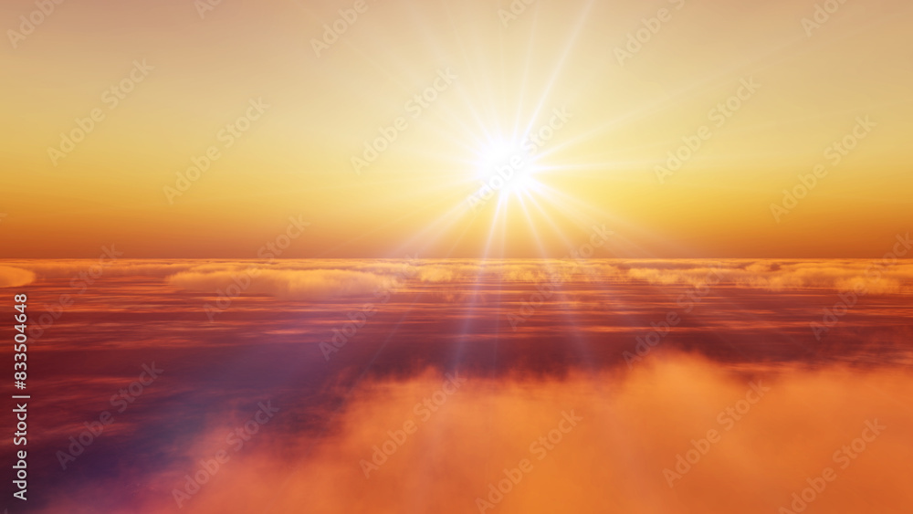 Obraz premium above clouds fly sunset sun ray
