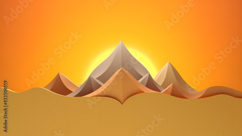 Sunrise Sunset over mountains icon  climbing 3d