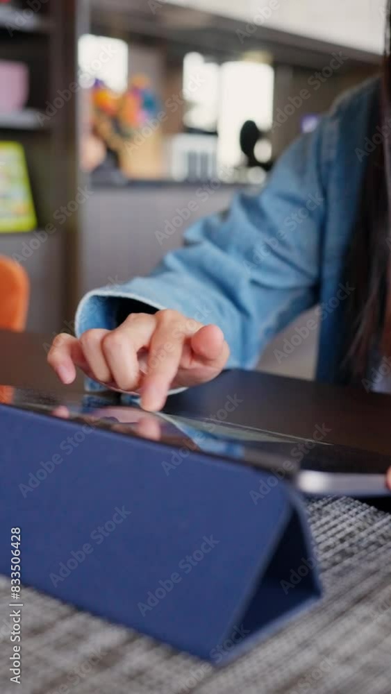 Vertical of the woman use of tablet computer Vertical of the woman use of tablet computer