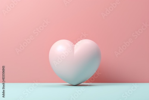 Heart on pastel background. Minimal concept. 3d render