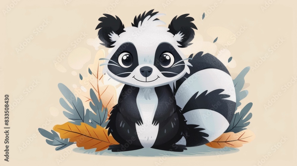 Fototapeta premium Cute and Friendly Panda Surrounded by Lush Foliage Leaves and Vegetation in a Woodland or Forest Setting