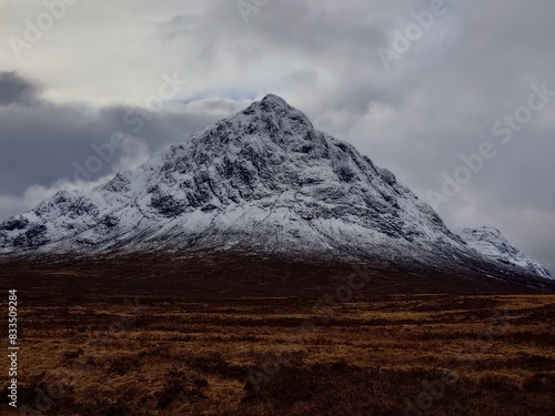 snow covered mountain in winter scottish highlands