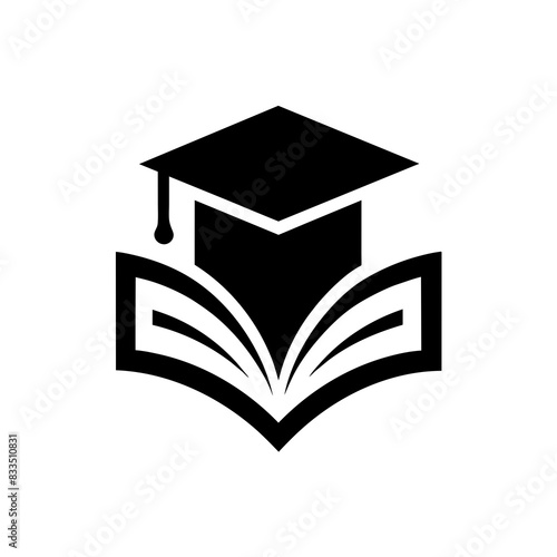 Graduation cap with book icon logo design vector illustration