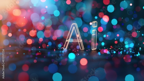 Neon AI text glowing in the dark, digital artificial intelligence banner, technology and innovation businesses, data science and cybernetics industries, web internet concept