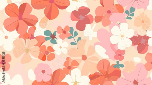 Wallpaper Mural Soft blooms flat design front view delicate theme animation vivid . Seamless Pattern, Fabric Pattern. Torontodigital.ca