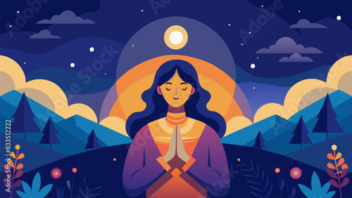 The night comes to a close with a powerful moment of prayer and reflection leaving everyone inspired and rejuvenated in their own faith journeys.. Vector illustration