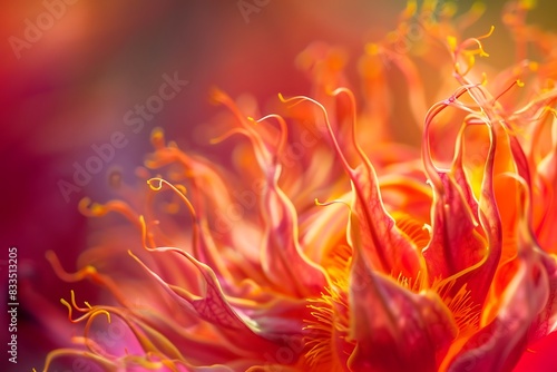 Abstract bloom of fiery coral tendrils