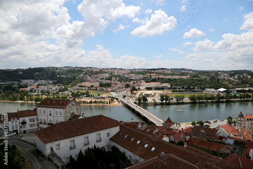 Coimbra cityscape and Santa Clara Bridge on Mondego river, Coimbra, Portugal.