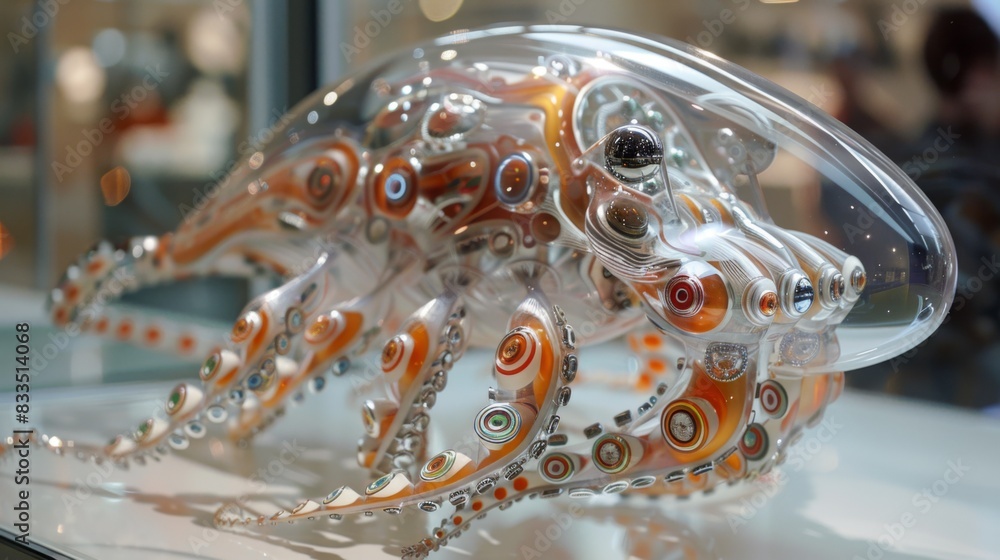 Futuristic Robot Squid Floating in Space - Creative Concept of Technological Innovation and Oceanic Inspiration Futuristic Robot Squid Floating in Space - Creative Concept of Technological Innovation and Oceanic Inspiration