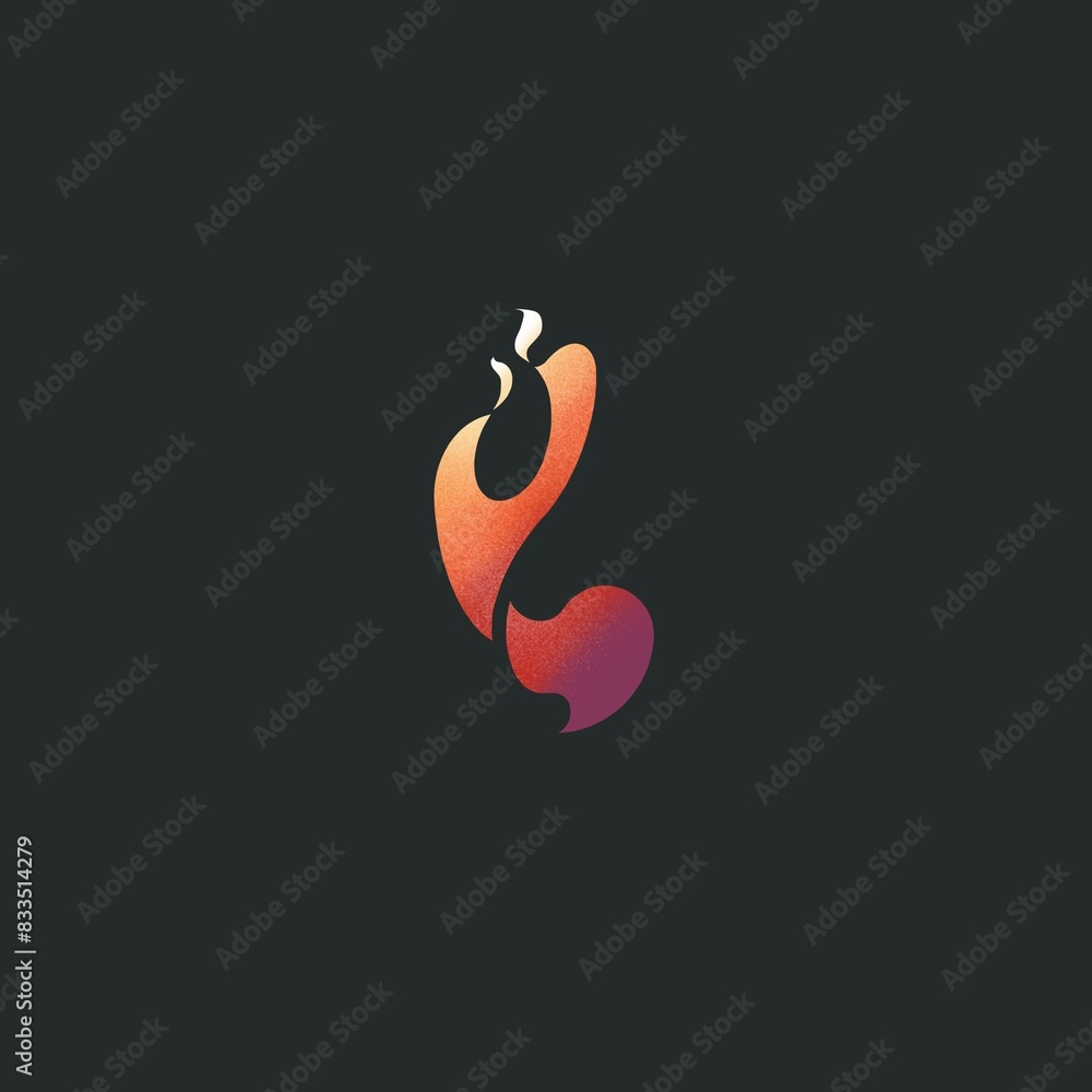 Fototapeta premium fire dance illustration logo with fire gradients on a black background