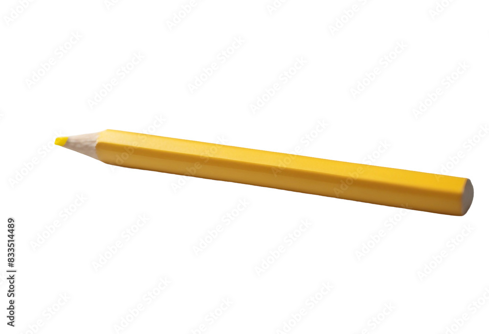 A bright yellow pencil symbolizing preparation and new beginnings isolated on transparent background A bright yellow pencil symbolizing preparation and new beginnings isolated on transparent background