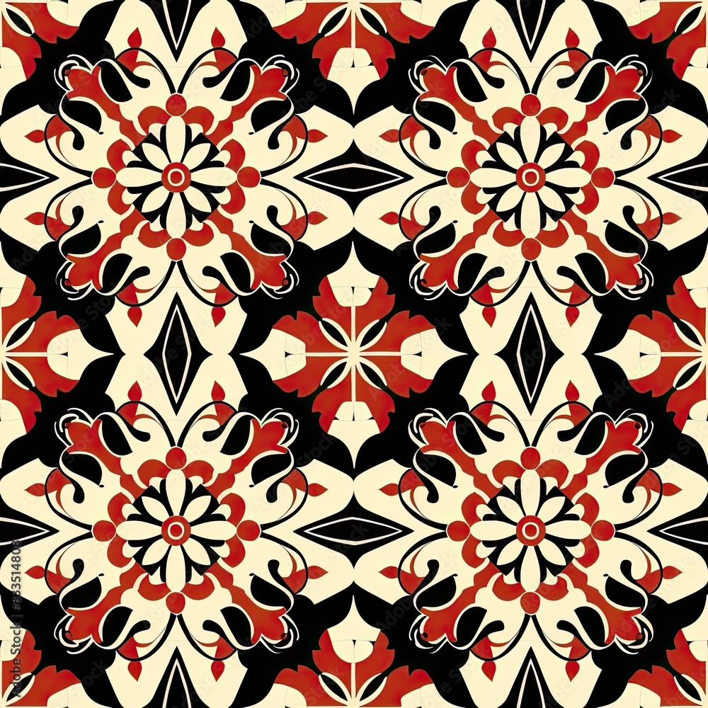 Fototapeta premium a image of a pattern with a red and black design