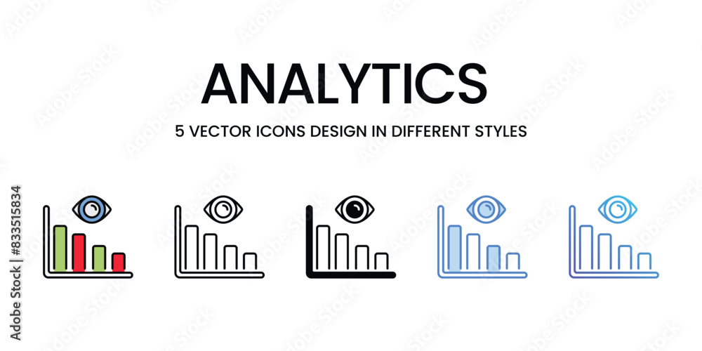 Analytics icons vector set stock illustration.