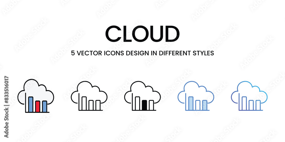 Cloud icons vector set stock illustration.