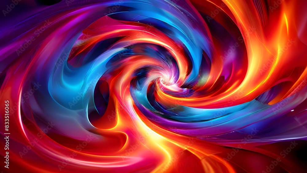 Fototapeta premium swirling tunnel in vibrant abstract digital art colliding in a dynamic motion