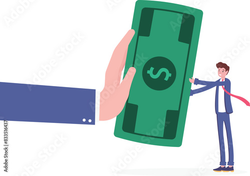 Stop Corruption, refusing to take bribery money concept, honest businessman hand refuse to take illegal money banknotes.

