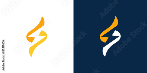 Electric S letter logo vector volt bolt icon thunder symbol
