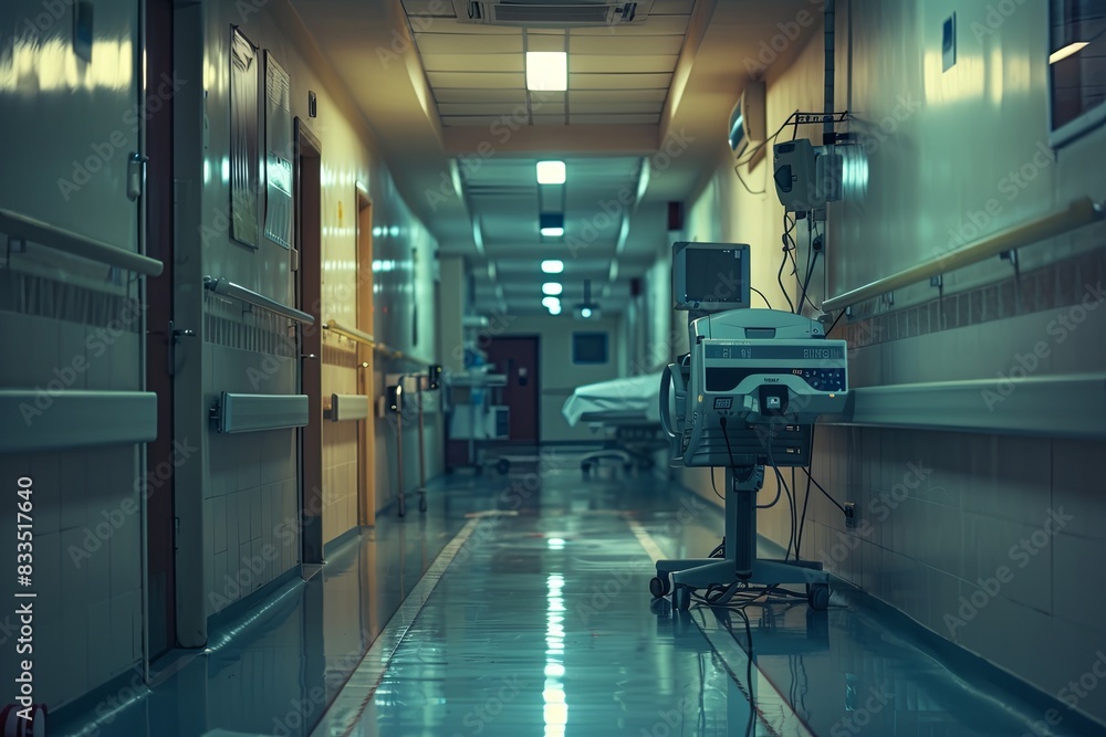 custom made wallpaper toronto digitalA hospital hallway with a medical machine placed on the floor, showing a clinical environment with medical equipment present