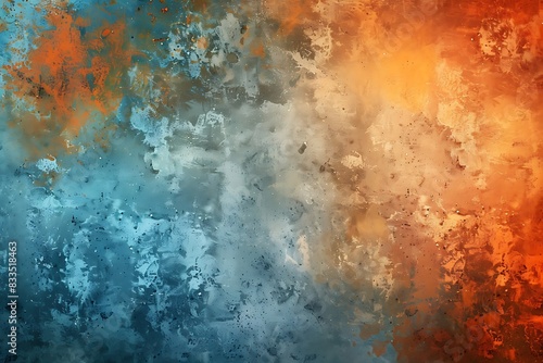 Abstract grunge texture with a blend of blue and orange hues.