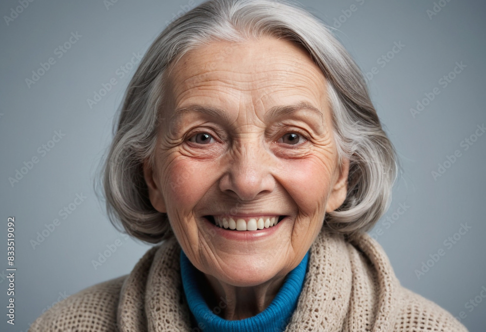 portrait view of a regular happy smiling Antarctic old woman , ultra realistic, candid, social media, avatar image, plain solid background portrait view of a regular happy smiling Antarctic old woman , ultra realistic, candid, social media, avatar image, plain solid background