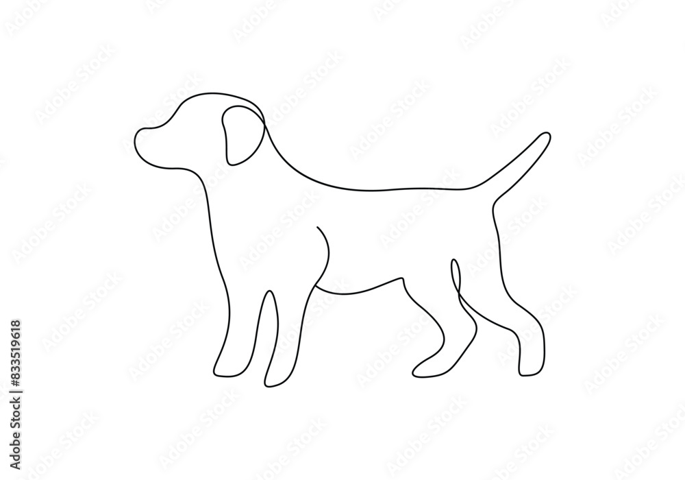 Continuous one line drawing of dog vector illustration Continuous one line drawing of dog vector illustration