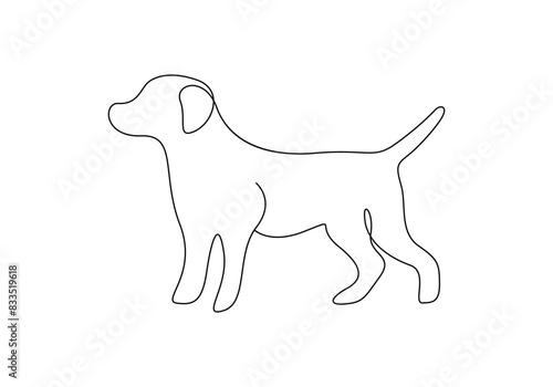 Continuous one line drawing of dog vector illustration