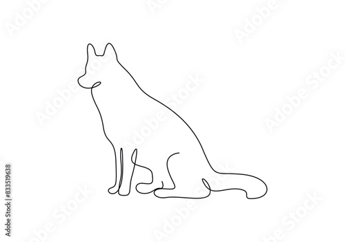 Continuous one line drawing of dog vector illustration