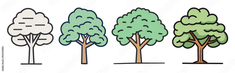 Vector trees illustrations png cut out element set Stock Illustration ...